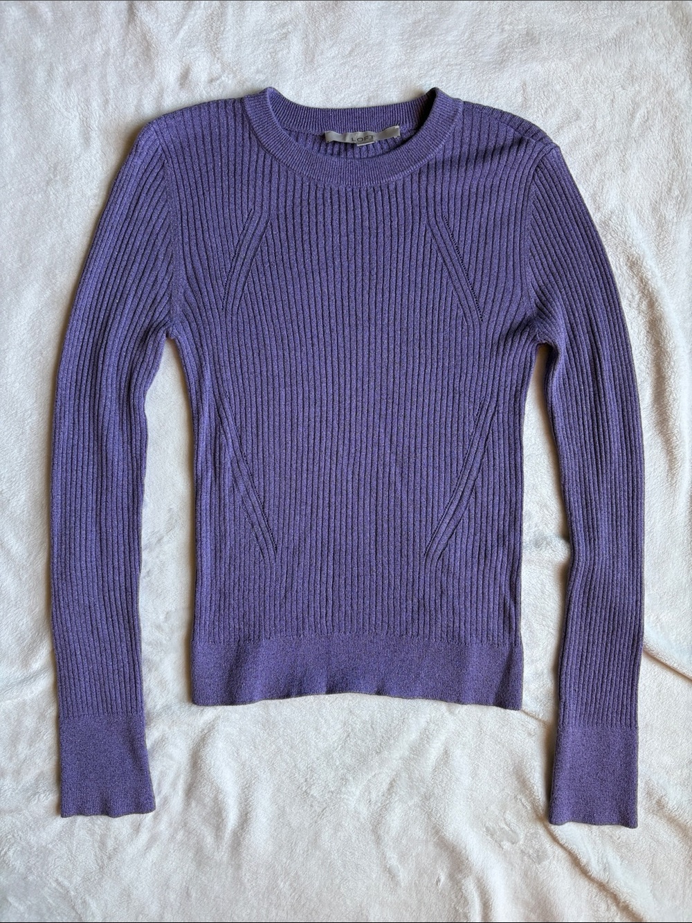 LOFT Ribbed Crewneck Sweater Purple Size M